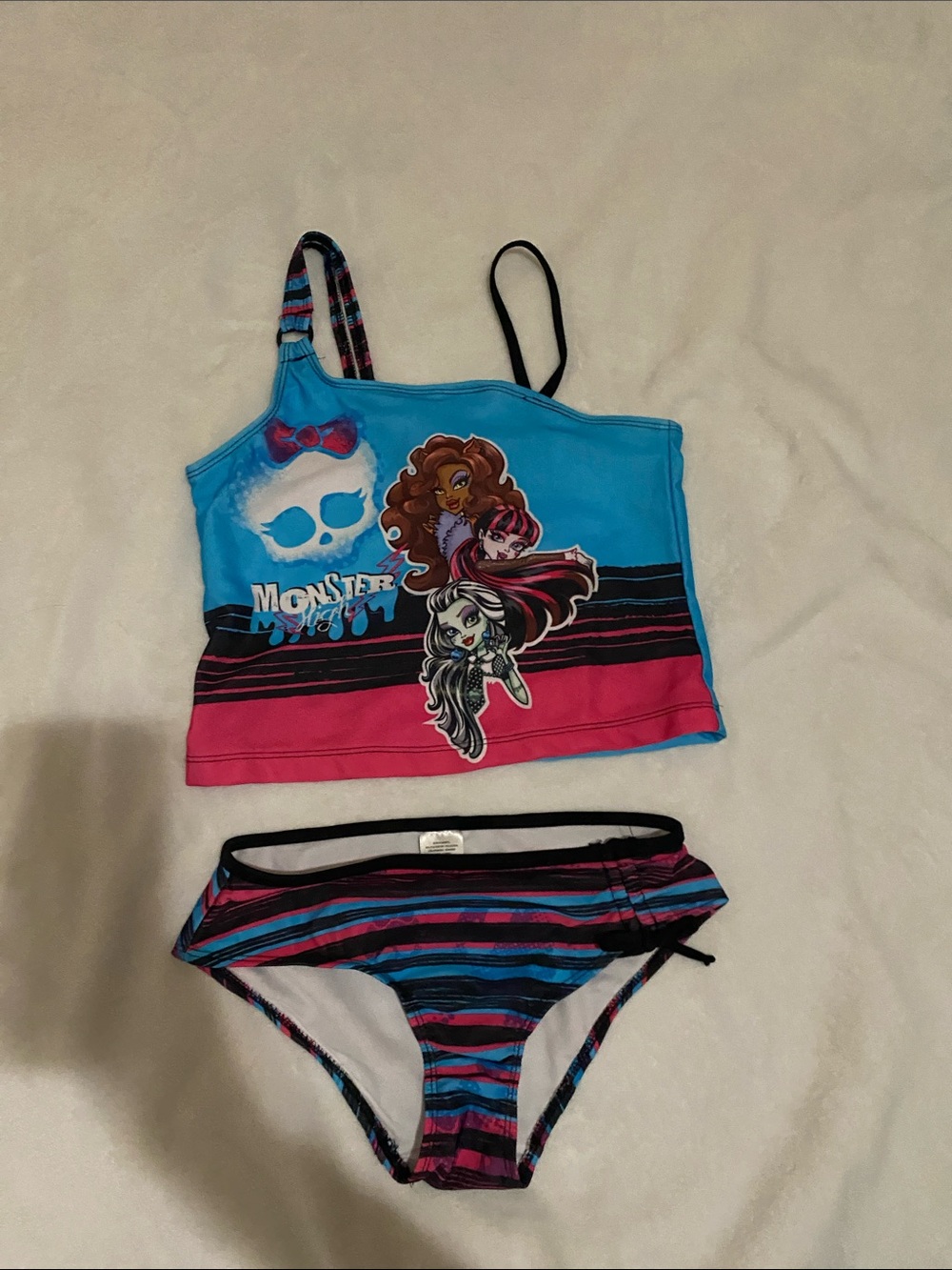Monster High Bright Blue & Hot Pink Girls Two-Piece Swim Set
